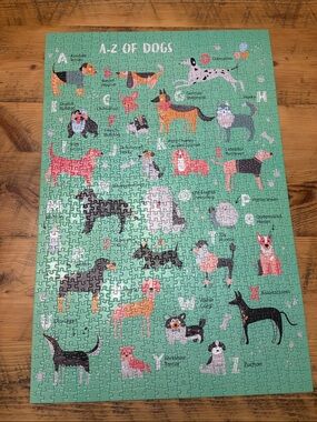 A-Z of Dogs Kids Puzzle - Green Illustrated Dog Alphabet